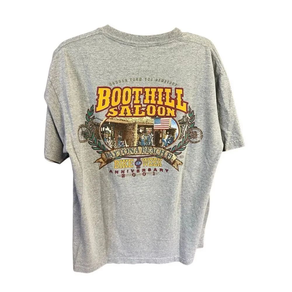 2001 Boot Hill Saloon Daytona Beach Bike Week Anniversary T-shirt Sz L Vintage